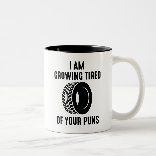 Tasse 2 Couleurs Puns fatigués (Droit)