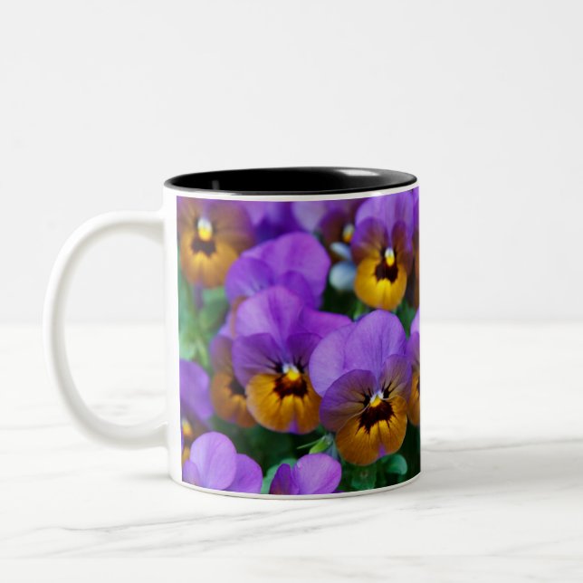 Tasse 2 Couleurs Purple and Gold Pansies (Gauche)