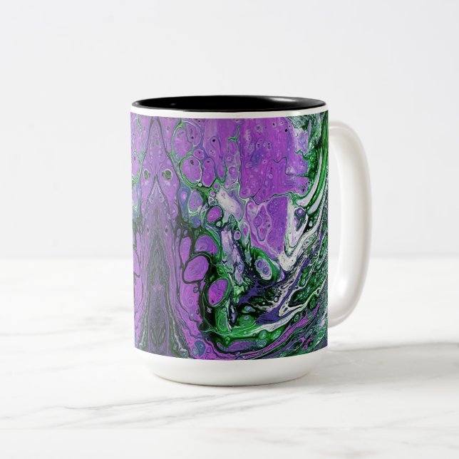 Tasse 2 Couleurs Purple and green abstract paint (Devant droit)