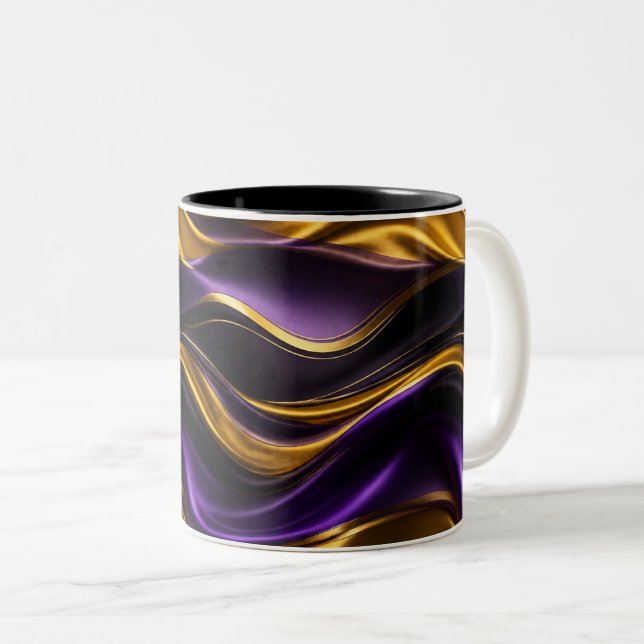 Tasse 2 Couleurs Purple Gold Silk Wave Luxury Pattern (Devant droit)