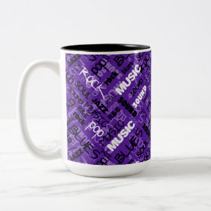 Tasse 2 Couleurs Purple Rock Pop R & B Music Text Musique