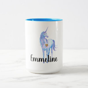 Tasse 2 Couleurs Purple Unicorn Gold Parties scintillant Coeur pers