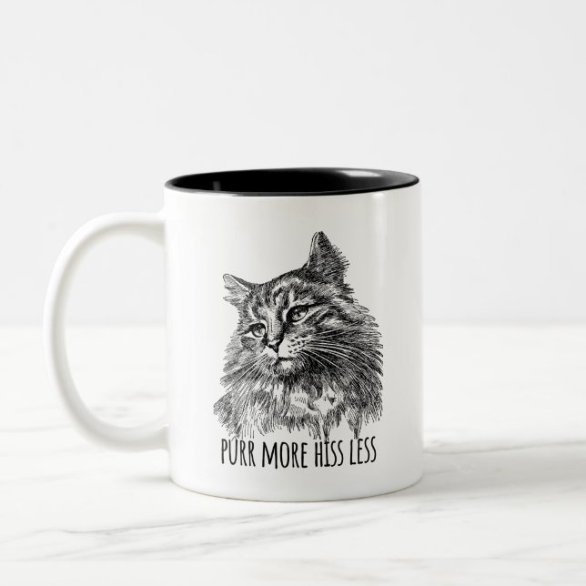 Tasse 2 Couleurs Purr More Hiss Less Pretty Kitty (Gauche)