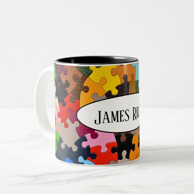 Tasse 2 Couleurs puzzle coloré (Devant gauche)