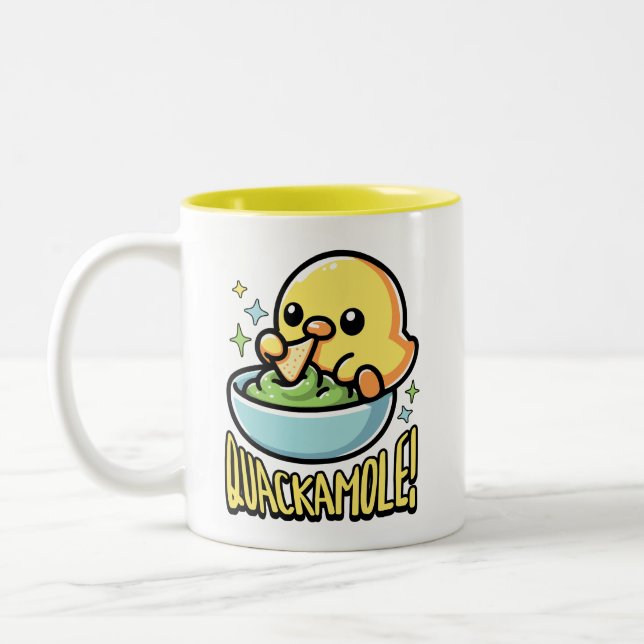 Tasse 2 Couleurs Quackamole ! Cute Canard Guacamole (Gauche)