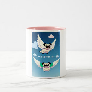 Tasse 2 Couleurs Quand les Carlins volent contre quand les cochons