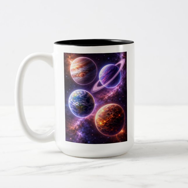Tasse 2 Couleurs Quatre planètes spatiales uniques (Gauche)