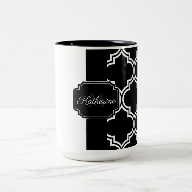 Tasse 2 Couleurs Quatrefoil noir et blanc (Centre)