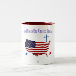 Tasse 2 Couleurs Que Dieu bénisse les États-Unis