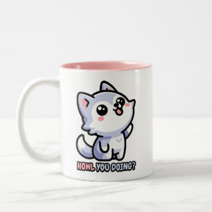 Tasse 2 Couleurs Que fais-tu ! Pun loup à hurler mignon