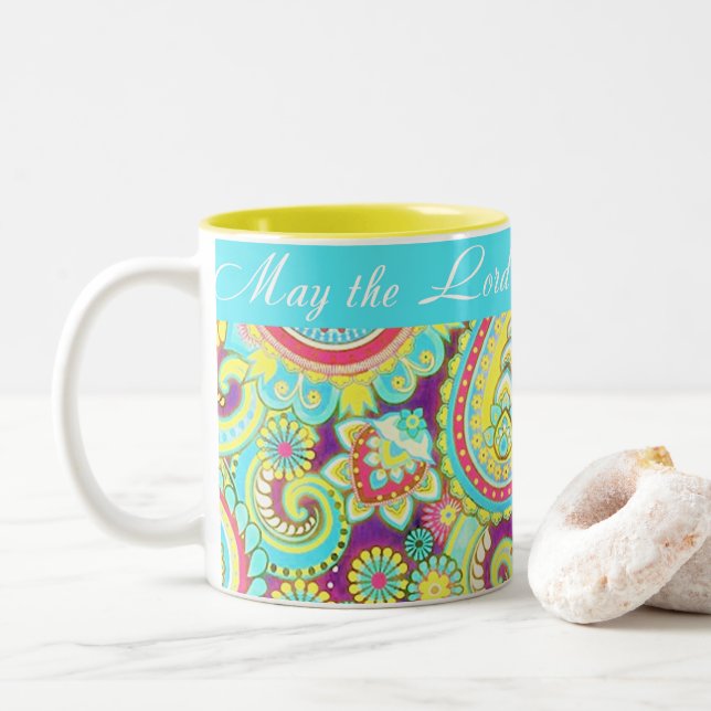 Tasse 2 Couleurs Que le Seigneur vous bénisse (Avec donut)