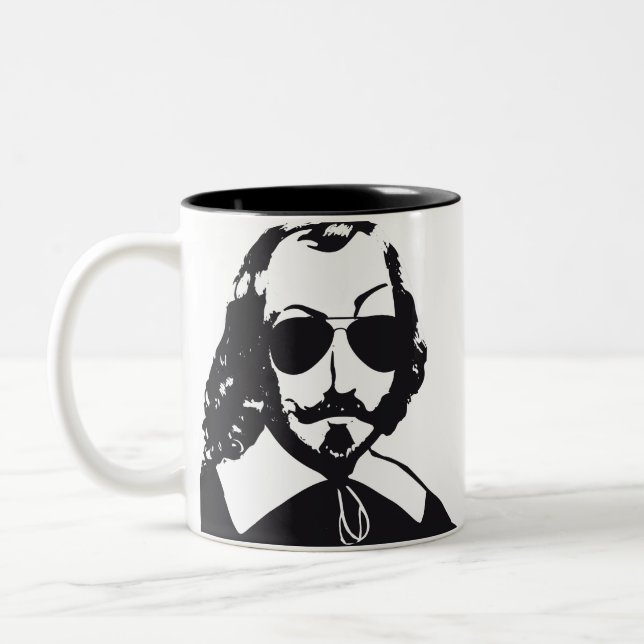 Tasse 2 Couleurs Québec Samuel Champlain Hipster lunettes aviateur (Gauche)