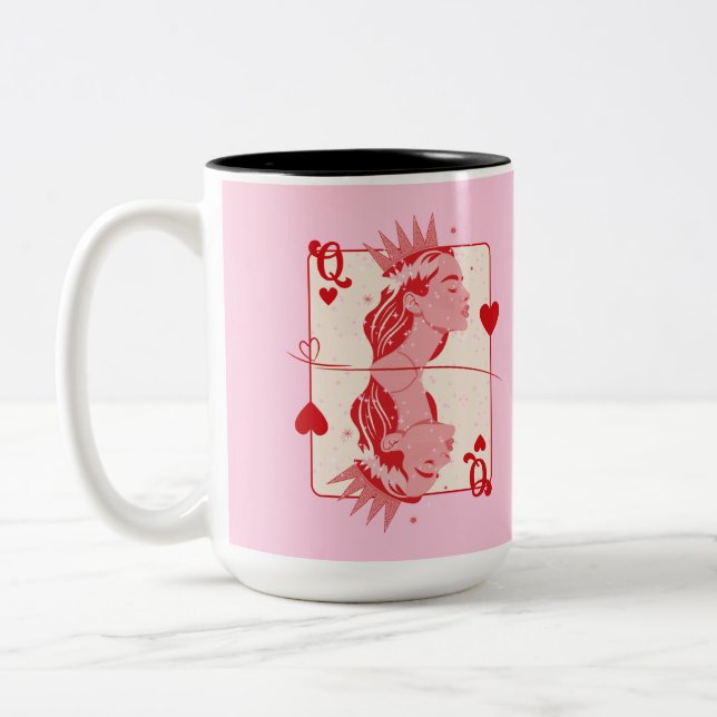 Tasse 2 Couleurs Queen of Hearts Red and Pink Preppy Art (Gauche)