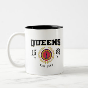 Tasse 2 Couleurs Queens New York 1683 Noir