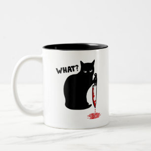 Tasse 2 Couleurs Quel chat assassin tenant le couteau Drôle Hallow