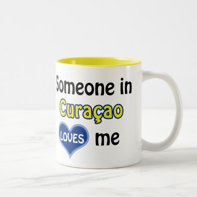 Tasse 2 Couleurs Quelqu'un à Curaçao m'aime (Droit)