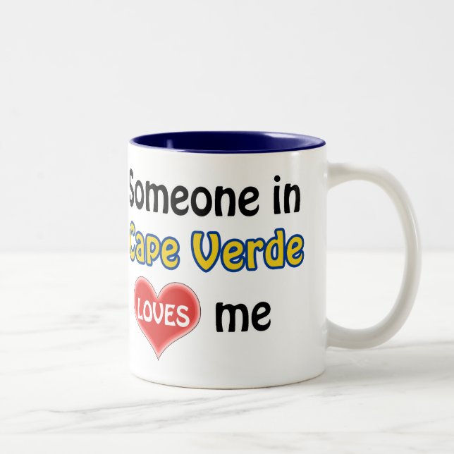 Tasse 2 Couleurs Quelqu'un au Cap Vert m'aime (Droit)