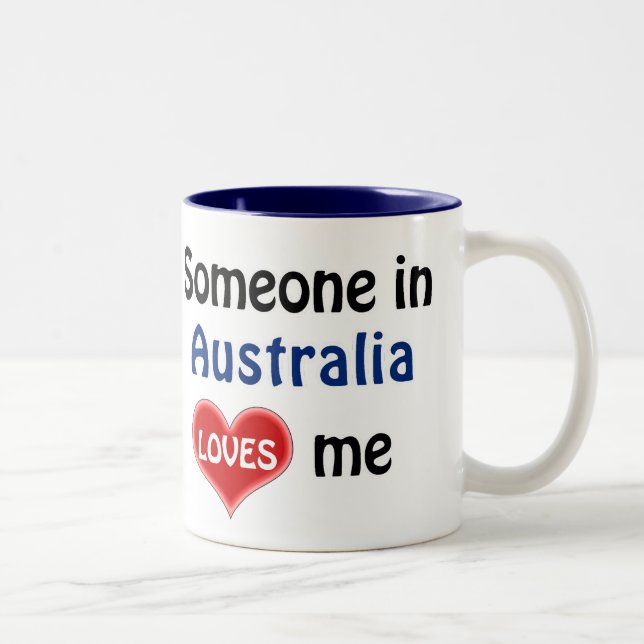 Tasse 2 Couleurs Quelqu'un en Australie m'aime (Droit)