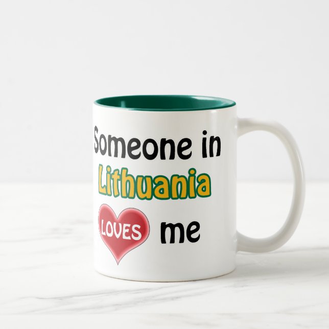Tasse 2 Couleurs Quelqu'un en Lituanie m'aime (Droit)