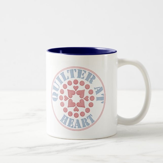 Tasse 2 Couleurs Quilter au coeur, bloc circulaire (Droit)