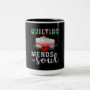 Tasse 2 Couleurs Quilting Mend Soul Quilter Cadeau Amateurs de pl