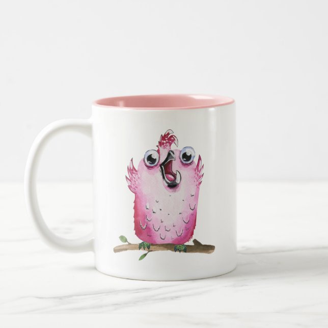 Tasse 2 Couleurs Quirky Rose Chirping Oiseau Collectif (Gauche)