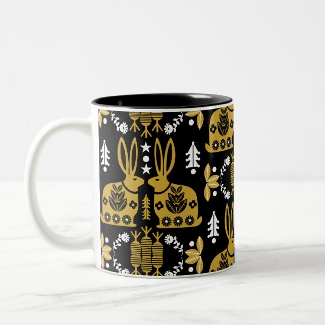 Tasse 2 Couleurs Rabbit Nordic Scandinavian Folk Art (Gauche)