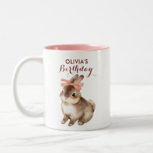 Tasse 2 Couleurs Rabbit rose arc personnalisé cadeau