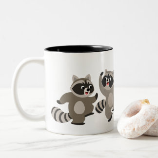Tasse 2 Couleurs Raccoons de caricatures de danse mignonne