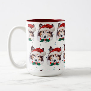 Tasse 2 Couleurs Races de chiens Sheltie Étoiles de Noël