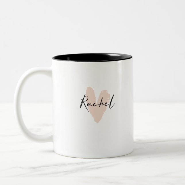 Tasse 2 Couleurs Rachel Nom du coeur Graphique (Gauche)