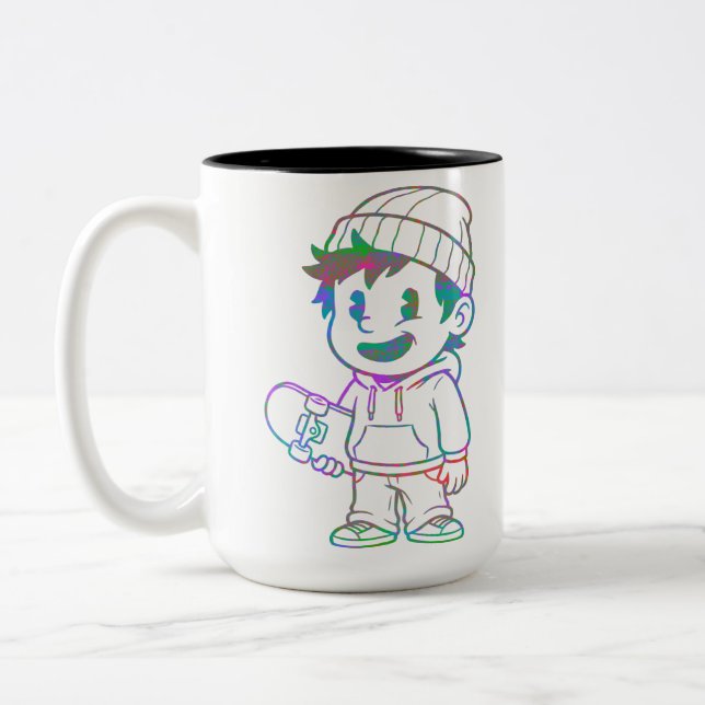 Tasse 2 Couleurs Rad Orange : Skateur Rétro (Gauche)