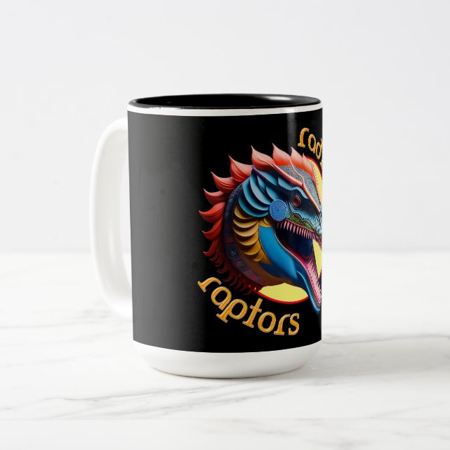 Tasse 2 Couleurs Radical Raptors Dinosaur (Devant gauche)