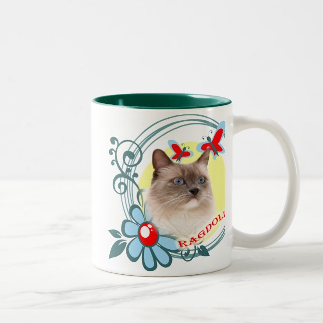 Tasse 2 Couleurs Ragdoll avec les papillons rouges (Droit)