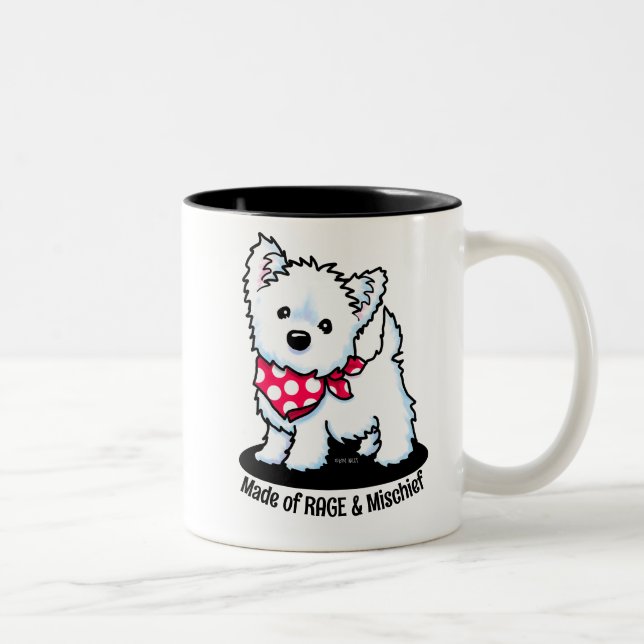 Tasse 2 Couleurs Rage et méfait Westie (Droit)