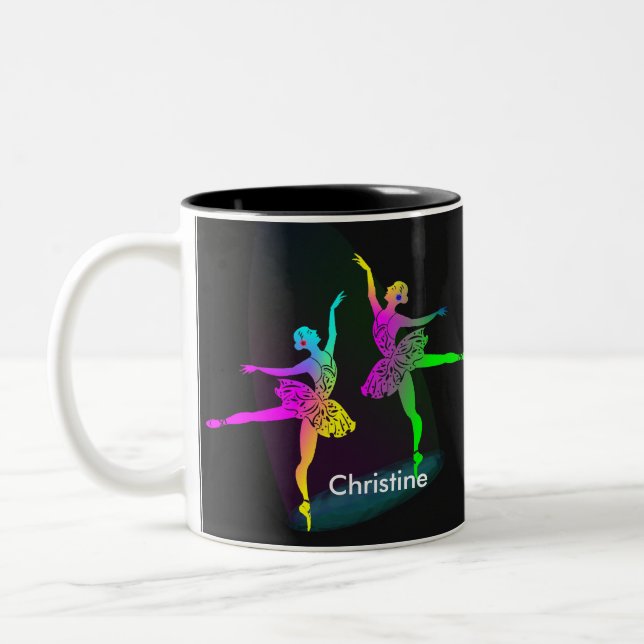 Tasse 2 Couleurs Rainbow Ballerinas Danser Personnalisé (Gauche)