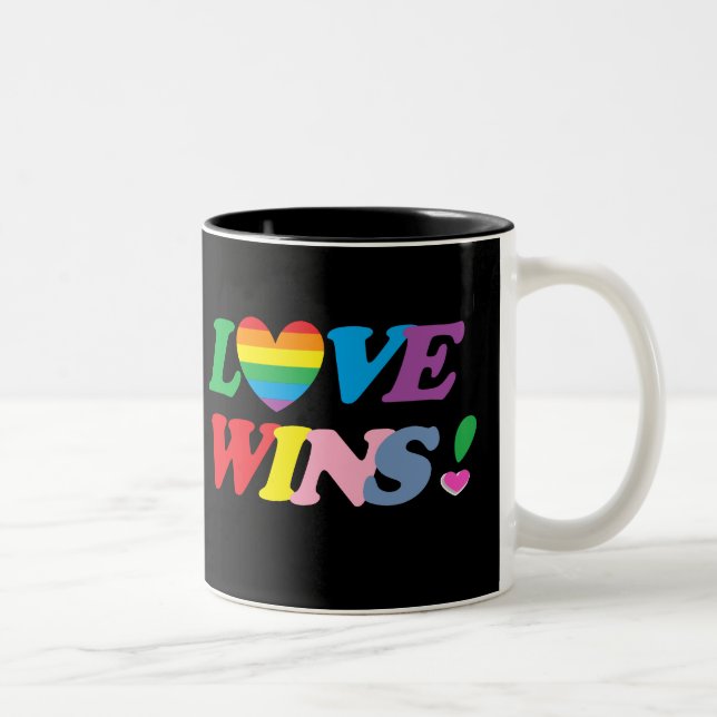 Tasse 2 Couleurs Rainbow Love Wins Heart LGBT (Droit)