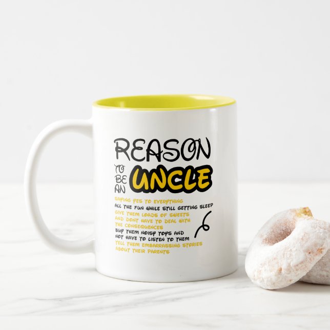 Tasse 2 Couleurs Raison drôle noire jaune de citation d'être un (Avec donut)