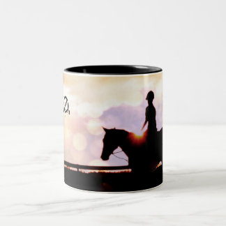Tasse 2 Couleurs Randonnée équestre au coucher du soleil