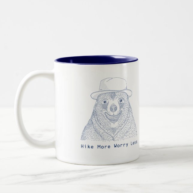 Tasse 2 Couleurs Randonnée plus Inquiète moins / Ours souriant (Gauche)