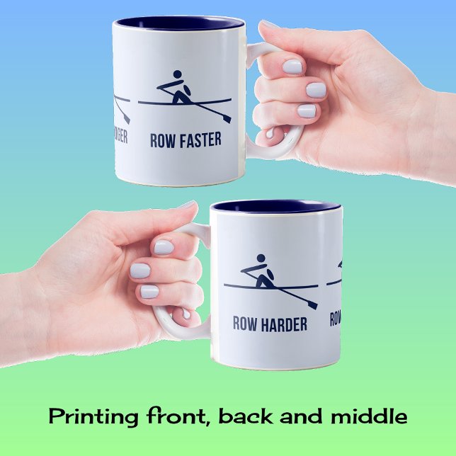 Tasse 2 Couleurs Rangée plus forte plus rapide motivation (Sample shows two-tone mug, navy blue inside option)