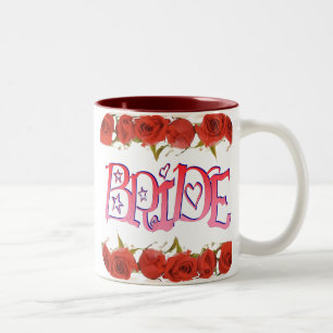 Tasse 2 Couleurs Rangées roses de la jeune mariée (1) de fantaisie