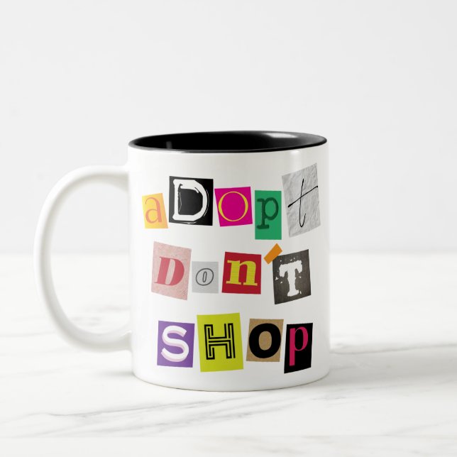 Tasse 2 Couleurs ransom note adopter ne pas acheter (Gauche)