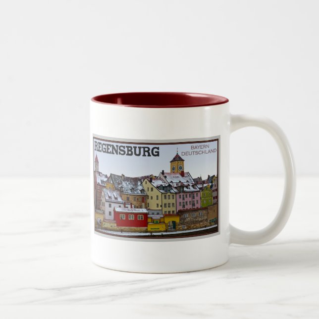 Tasse 2 Couleurs Ratisbonne - hiver le long du Donau (Droit)