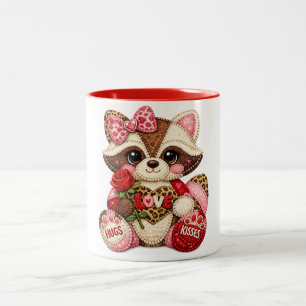 Tasse 2 Couleurs Raton laveur cousu avec amour — AMOUR Rose, Câlins