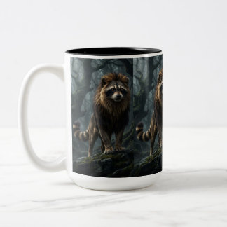 Tasse 2 Couleurs Raton laveur lion mystique – Fantaisie de forêt au