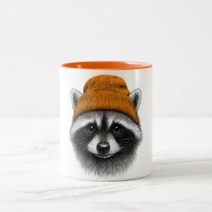 Tasse 2 Couleurs Raton laveur mignon avec bonnet - Faune sauvage vi