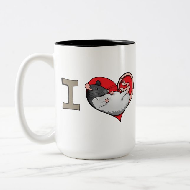 Tasse 2 Couleurs Rats du coeur I (Gauche)