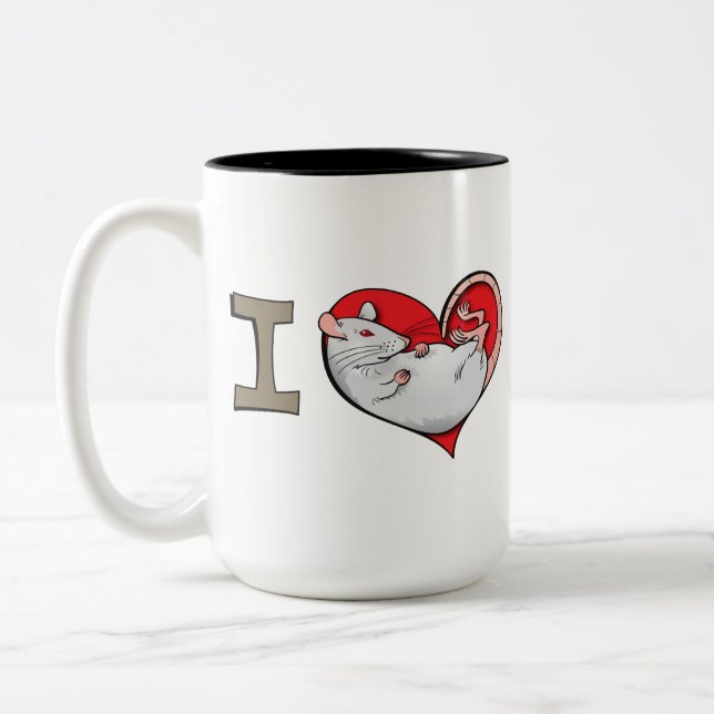 Tasse 2 Couleurs Rats du coeur I (albinos) (Gauche)