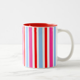 Tasse 2 Couleurs Rayes rouges et bleues vives de bonbons